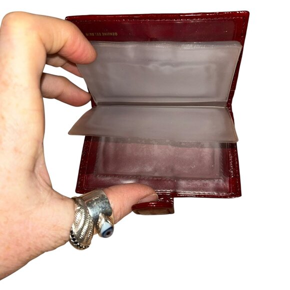 Vintage 100% eel Skin RED wallet card picture holder - Picture 3 of 5